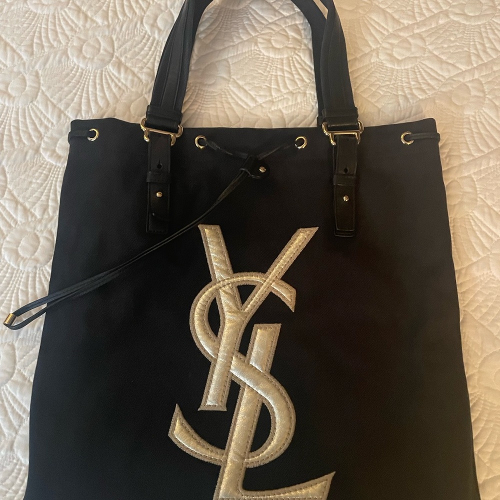 EUC YSL Black and Gold Tote Bag